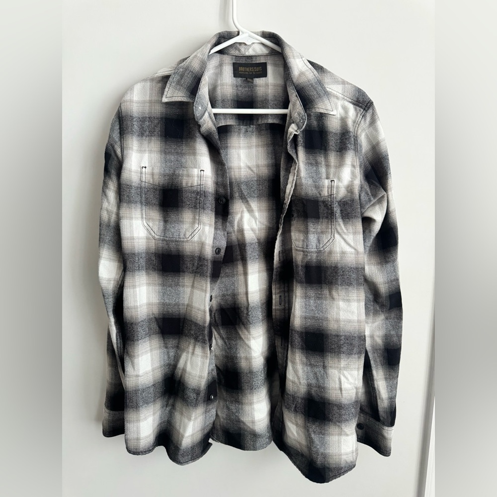 Brother Gray and Black Plaid Button Shirt
